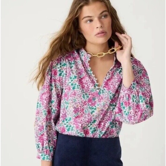 J.CREW Tops - J.Crew Liberty Of London Blouse Henley Edna Summer Bloom Sz Small